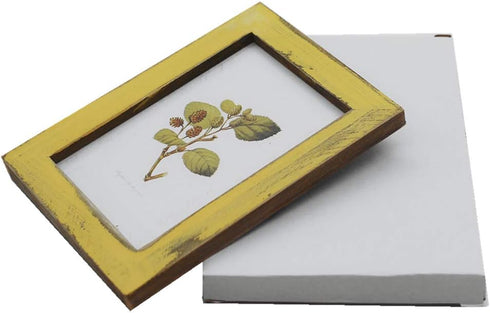 4x6 Inch Rustic Picture Frames, Farmhouse Distressed Photo Frames for Tabletop or Wall Mounting, Yellow