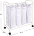 4 Household Essentials Rolling Laundry Sorter, Bag Laundry Sorter Cart with Washable and Removable Bags, White
