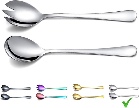 Berglander Stainless Steel Salad Server Set, Pack of 2, Shiny Silver Salad Spoon and Fork