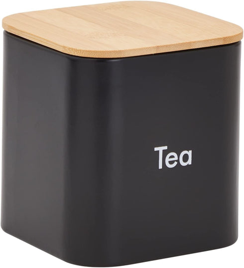 Juvale Coffee Tea Sugar Container Set - Black Iron Square, 3 Pack, 48 oz Each - Kitchen Canisters with Tight Seal Lids