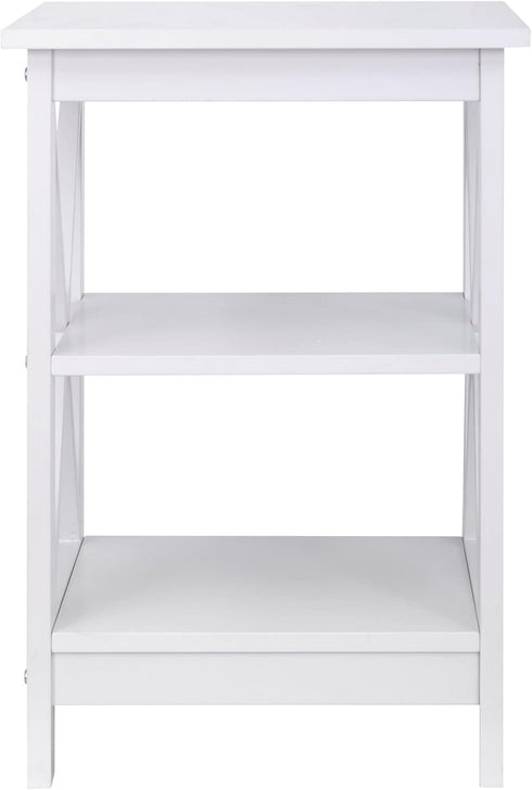 Nouva Side Table - Square Small End Table w/Storage Shelf, Tall Nightstand w/X-Design for Living Room Bedroom Office