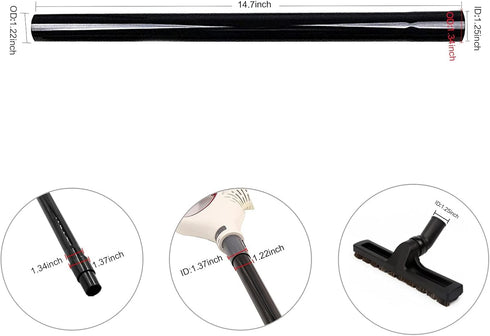Vacuum Extension Wand 1 1/4" for Shop Vac Accessories, 14.7" Long, 3pcs Extension Pipe Vacuum Tubes