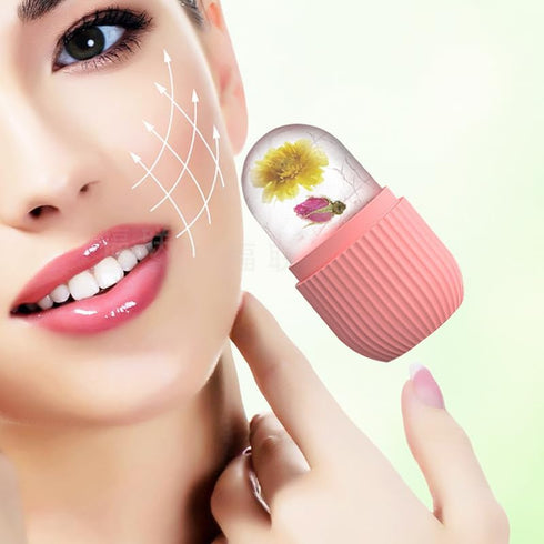 Facial Ice Roller, Ice Cube Massager Reusable Silicone Ice Mold for Face, Eyes, Neck, Daily Skin Care, De-Puff Eye Bags, Reduce Migraine Pain (#1 Pink)