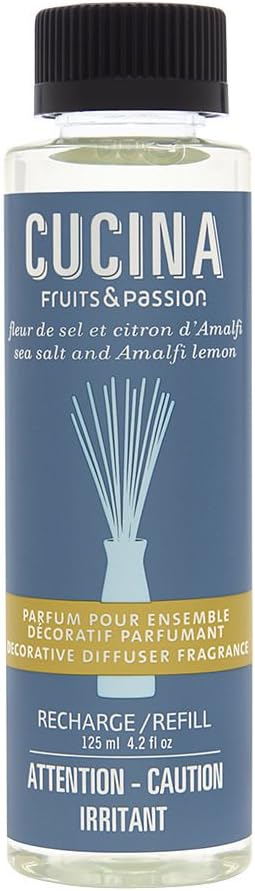 Cucina Perfume Decorative Diffuser Fragrance Refill, 125 ML, Sea Salt and Amalfi Lemon