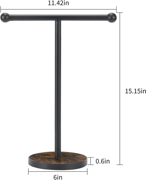 Hand Towel Holder Stand, Matte Black T-Shape Free Standing hand towel holder for bathroom with Heavy Base, Height 15” Wood Countertop Towel Holder for Bathroom Kitchen Countertop Vanity by YINMIT