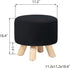 Asense Small Round Ottoman Foot Rest Stool Fabric Padded Seat Footstool Ottoman with Anti-Slip Wooden Legs