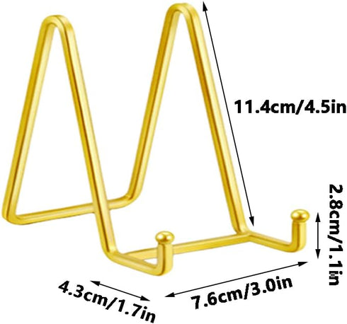 2 Pack Metal Square Wire Plate Stands, 4.5 Inch Display Holder for Book, Decorative Plate, Photo (Gold)