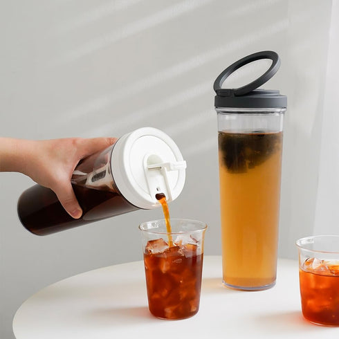 Portable Cold Brew Coffee Maker, 34oz Iced Coffee Maker with Leak-Proof Removable Fine Mesh Filter for Camping