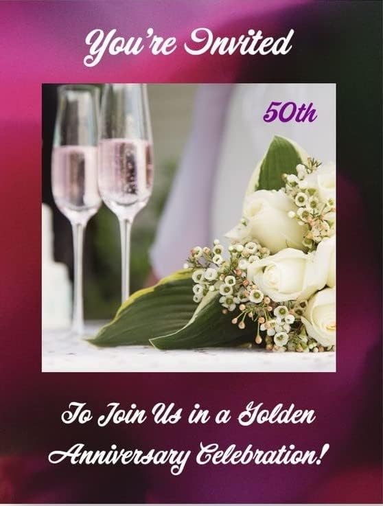 50 Wedding Anniversary Invitations Champagne Flutes - 50/pk