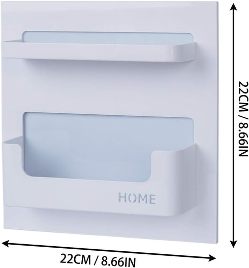 Bedside Shelf - White Stick On Wall Mounted Caddy Organizer for Phone, Glasses, Remote Control, Keys, Pens - Plastic
