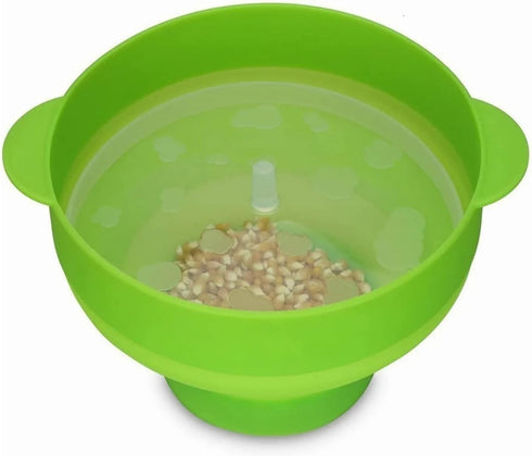 Silicone Popcorn Bowl, Microwave Silicone Hot Air Popcorn Popper Bowl with Handle Lid for Home