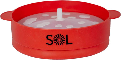 SOL - Heat-Resistant Cooking Utensil Set Microwave Silicone Popcorn Maker with Lid and BPA Free,Heat Resistant Silicone Popcorn Maker Collapsible Bowl 10 X 8 X 6 Inches - Red by Sol