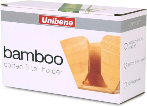 Unibene Bamboo Coffee Filter Holder, Storage Container Dispenser Rack for Aeropress, Chemex, Hario V60, Melitta Filters