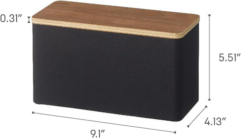 YAMAZAKI Countertop Organizer, Steel + Wood Storage Case, One Size, Black