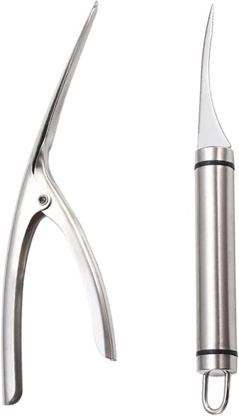 (2 Pack) Stainless Steel Shrimp Line Knife + Shrimp Peeler, Kitchen Tools for Easily Removing Fish Scales and Shells