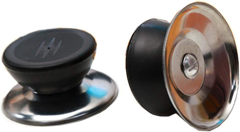 2 Sets Universal Pot Lid Cover Knob Handle, Replacement Pot Grip Knob Cap 2.7" Stainless Steel Base - Black+Silver