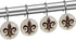 Fleur De Lis New Orleans Flower Crystal Glass Shower Curtain Hooks, Decorative Bathroom Decor - Set of 12