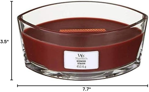 Woodwick Ellipse Scented Candle, Redwood, 16oz, Up to 50 Hours Burn Time