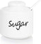 ONTUBE Ceramic Small Sugar Bowl with Lid and Spoon, Porcelain Sugar Pot, 8oz (White)