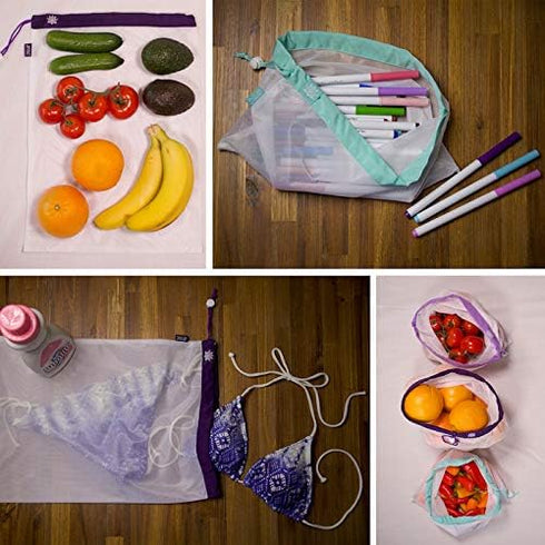 Eco-Friendly Mesh Produce Bags for Groceries - Reusable Lotus Bags