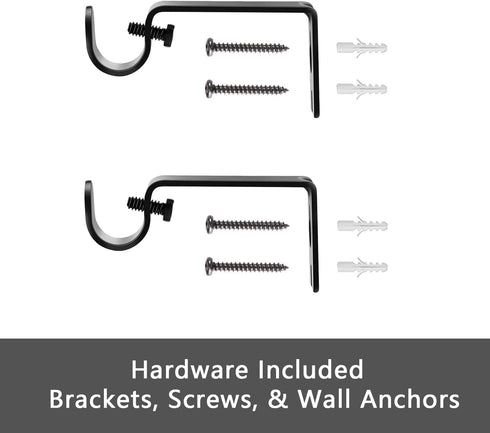 Curtain Rods for Windows 66 to 120 inch, 5/8 inch Decorative Heavy Duty Metal Set, Matte Black