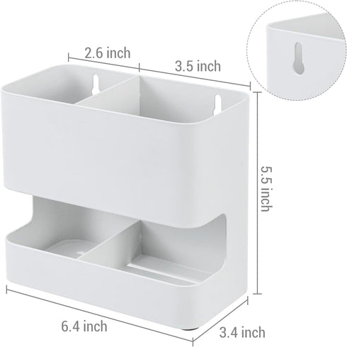 MyGift Modern Wall Mounted White Metal Hair Styling Tools Holder - 2 Slots, Salon Hot Tool Organizer Rack