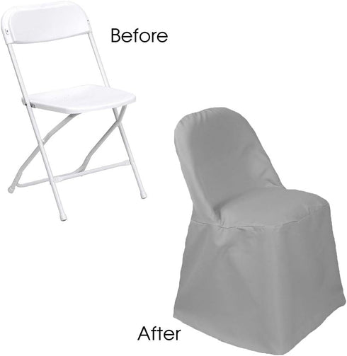 Gray Polyester Folding Chair Covers - Perfect for Events and Weddings