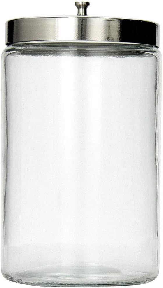 MABIS Decorative Storage Apothecary Clear Glass Jar for Kitchen, Bathroom or Laundry