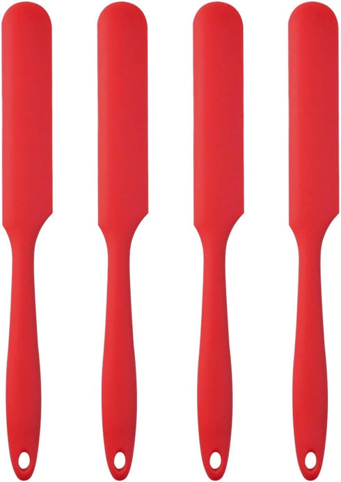 4pcs Silicone Spatula Set, Heat Resistant Cake Cream Butter Spatulas, Non-Stick Flexible Baking Tool (Red)