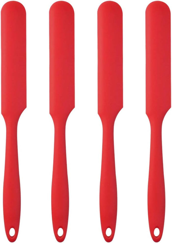 4pcs Silicone Spatula Set, Heat Resistant Cake Cream Butter Spatulas, Non-Stick Flexible Baking Tool (Red)