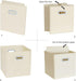 Fabric Cloth Storage Bins, Cube Organizer with Dual Handles, Foldable Storage Baskets for Home, Set of 3, Creamy-White