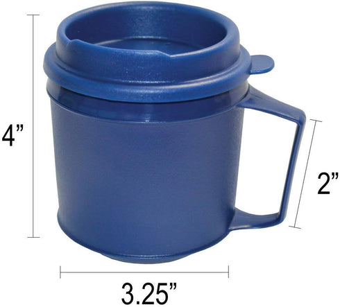 Rehabilitation Advantage Insulated Plastic Mug with Tumbler Lid, 8oz, Blue, Non-Weighted