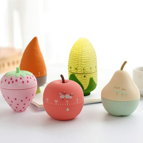 Cute Fruit Cookie Kitchen Timer, Novelty Manual Cooking Alarm, Fun Strawberry Windup for Home Decor