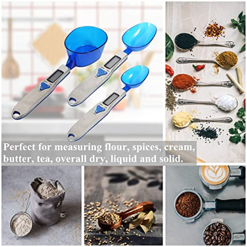 Yoidesu Digital Kitchen Scale, Electronic Gram Measuring Spoon, 500g/0.1g Blue Cute Weight Scale Spoon