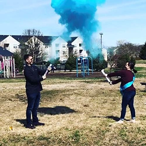 16 Inch 2 Pack Gender Reveal Surprise - Blue Gender Reveal Powder Cannon Bundle - Easy to Use Blue Powder Cannon