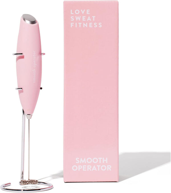 Smooth Operator Pink Handheld Electric Whisk, Milk Frother, Foam Maker for Protein, Coffee & More with Stainless Steel
