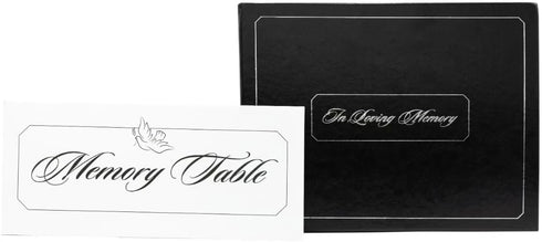 Funeral Memorial Book, Celebration of Life Guest Book with Bonus White Memory Table Sign Included