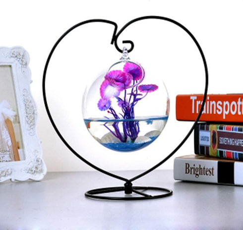 Heart-Shaped Ornament Display Stand by Archi, Iron Pothook Stand for Hanging Glass Terrarium (Heart-1)