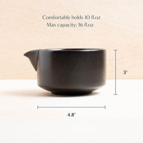 Naoki Matcha Traditional Ceramic Chawan Bowl Set, Hand Made with Black Matte Glaze for Perfect Matcha