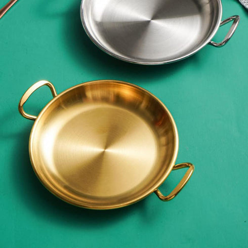 Paella Cooker, Stainless Steel Paella Pan with Handles, Nonstick Flying Pans for Camping, Oven, Induction Safe