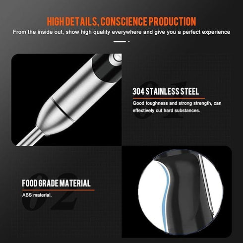 MegaWise Handheld Blender, 12-Speed Electric Immersion Blender, 3 in 1 with Titanium Plated Stainless Steel Blades