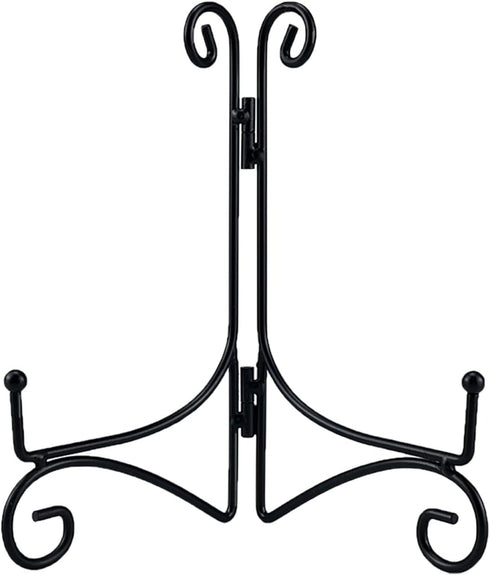 Black Iron Plate Stand, 12 Inch Holder for Displaying Cookbooks, Pictures, and Decorative Plates (1 Pack)
