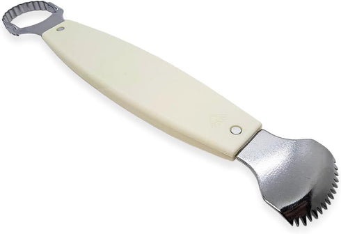8 " Long Coconut Grater, Vintage White Plastic Handle, Traditional Thai Style Kitchen Tool, Stainless Steel Shredder