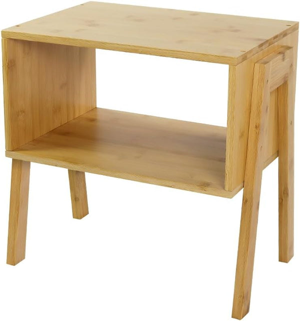 KKTONER Modern Bamboo Nightstands End Tables Bedroom with Storage Small Bedside Table