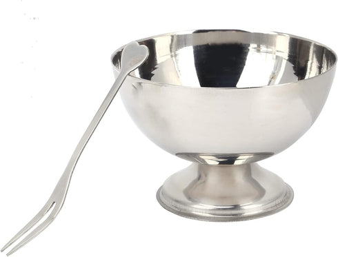 Pssopp Dessert Bowls with Forks, Stainless Steel Milkshake Cup, Medium Snack Dish for Ice Cream