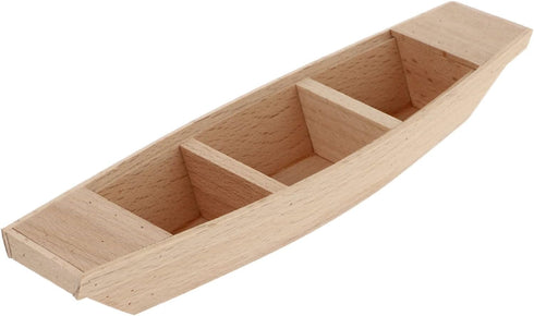 Kisangel 1pc Unfinished Miniature Wooden Boat - Wooden Row Boat with Oars, Outdoor Toys, Child Shelf Model