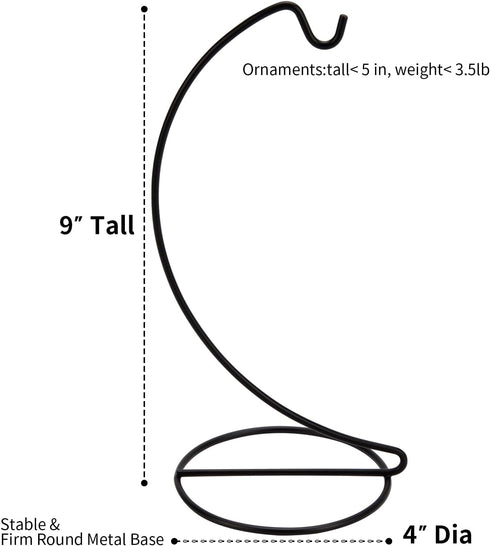 9in 3 Pack Abom Ornament Display Stand, Black Tabletop Ornament Hanger for Glass Globe, Air Plant Terrarium Holder
