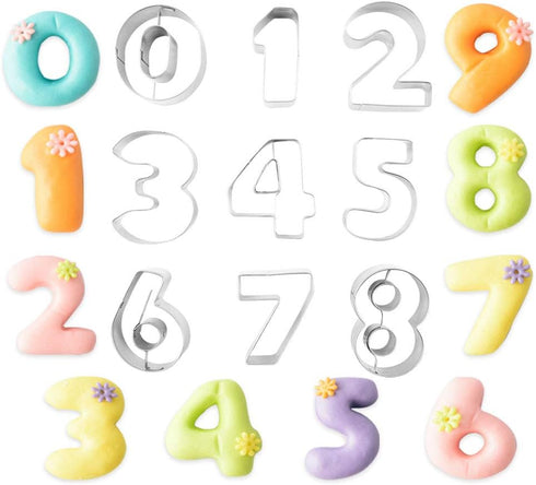 9-Piece Stainless Steel Cookie Cutter Mold Set, Small Numbers for DIY Fondant Chocolate Biscuits