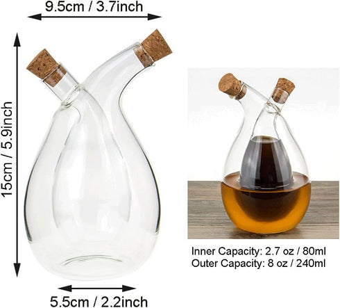 2 1 Olive Oil and Vinegar Dispenser Bottles Cruet, Kitchen in Glass Oil and Vinegar Dispenser, Dual Glass Oil