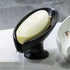Ceramic Soap Dish, Leaf Shape, Self Draining, Black